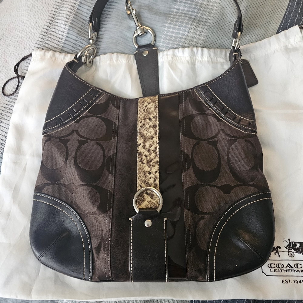 Coach Over The Shoulder Bag Hampton Python - image 3